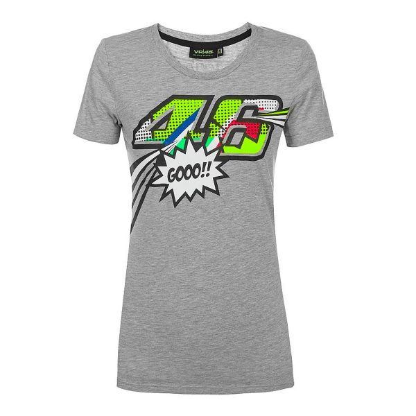 Motorrad T-Shirts  VR 46 T-Shirt Woman Classic Pop Art Grey